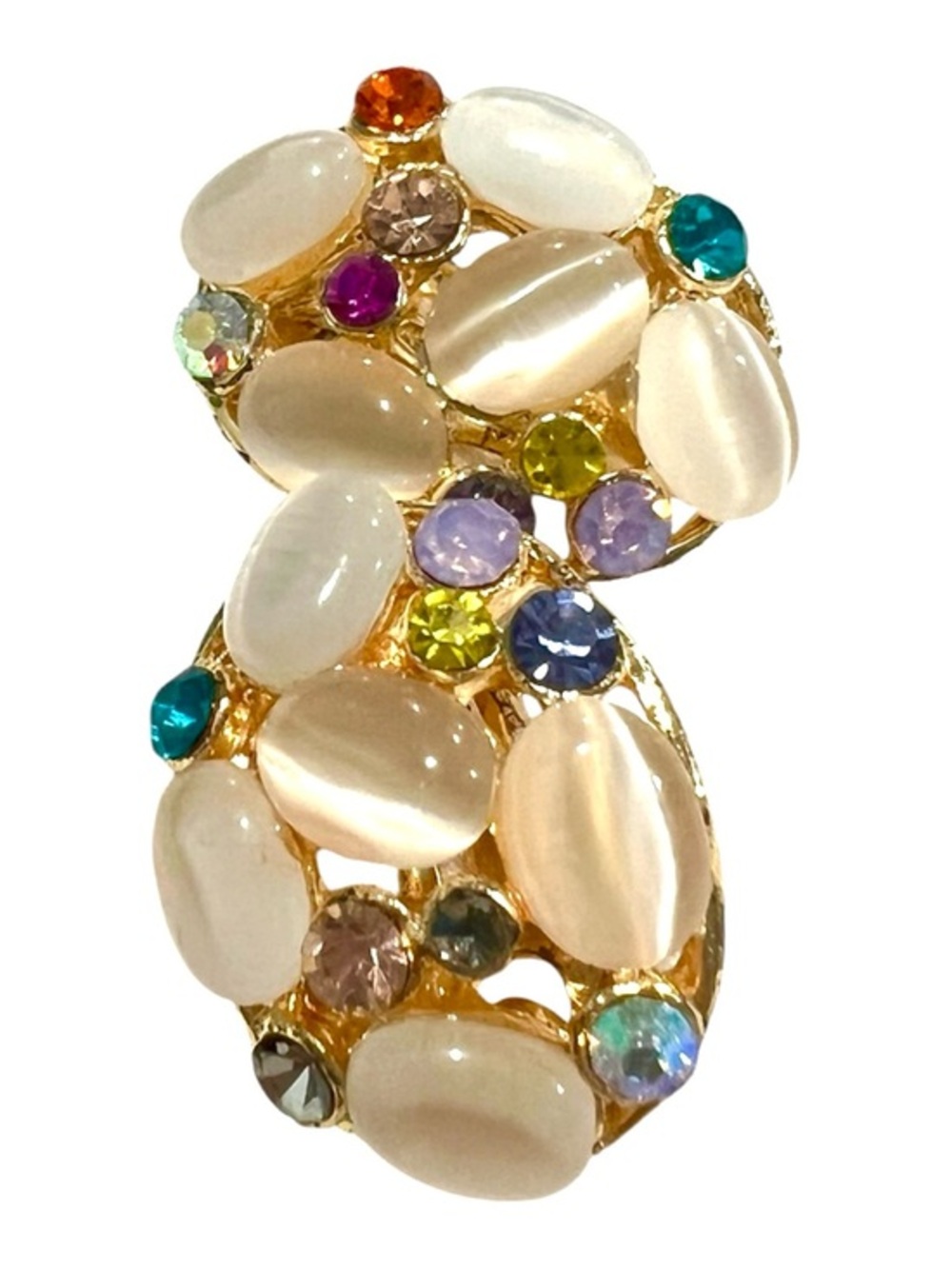 Pearl-Accent Multicolor Crystal Statement clip-on Earrings - Gold Tone